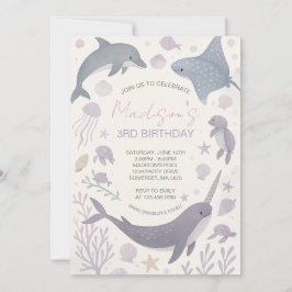 Flickor under Sea Födelsedagsfest Inbjudningar