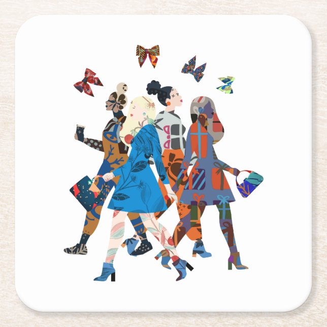 Flickor Underlägg Papper Kvadrat (Framsidan)
