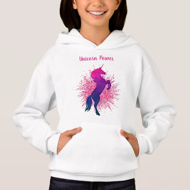 Flickor "Unicorn Power" T Shirt (Framsida)