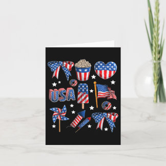 Flickor USA flagga Fireworks Bows Patriotic 4:e Ju Kort