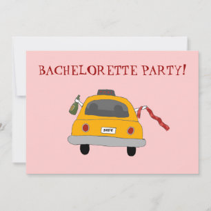 Flickor utanför Taxi Bachelorette Party Inbjudan