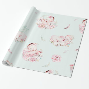 Flickor Vattenfärg Babys Babygudstjänst Inpackning Presentpapper