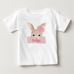 Flickor Vattenfärg Rosa Påskharen T Shirt