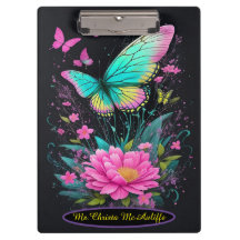 Flickor, vattenfärgad rosa blommigt turkos Butterf