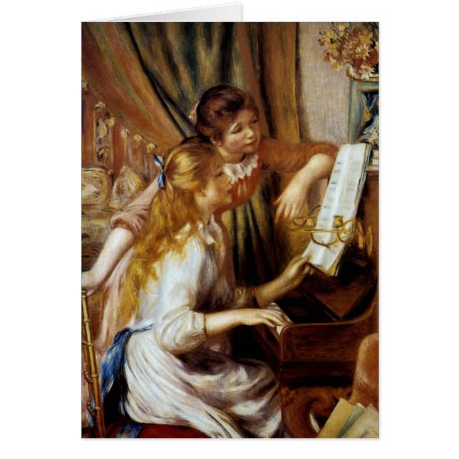 Flickor vid Piano Hälsningskort (Framsidan)