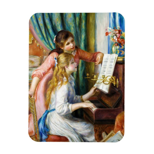 Flickor vid Piano Pierre Auguste Renoir-målningen Magnet (Vertikal)