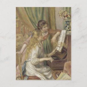 Flickor vid Piano Renoir Impressionist Painting Vykort