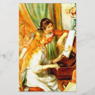 Flickor vid Piano Stationery Papper