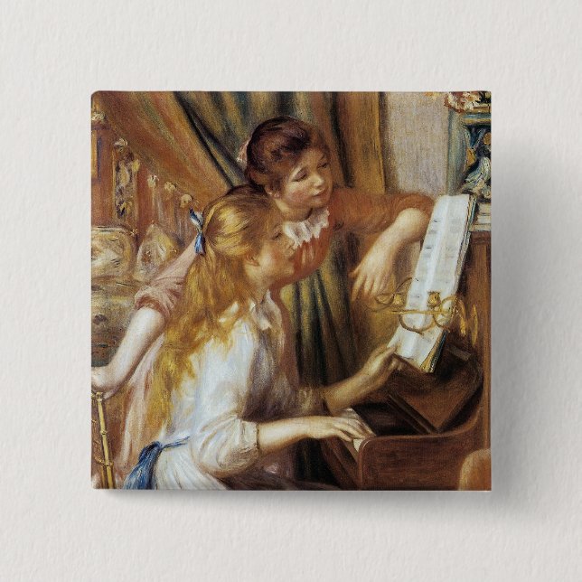 Flickor vid pianot knapp (Framsida)