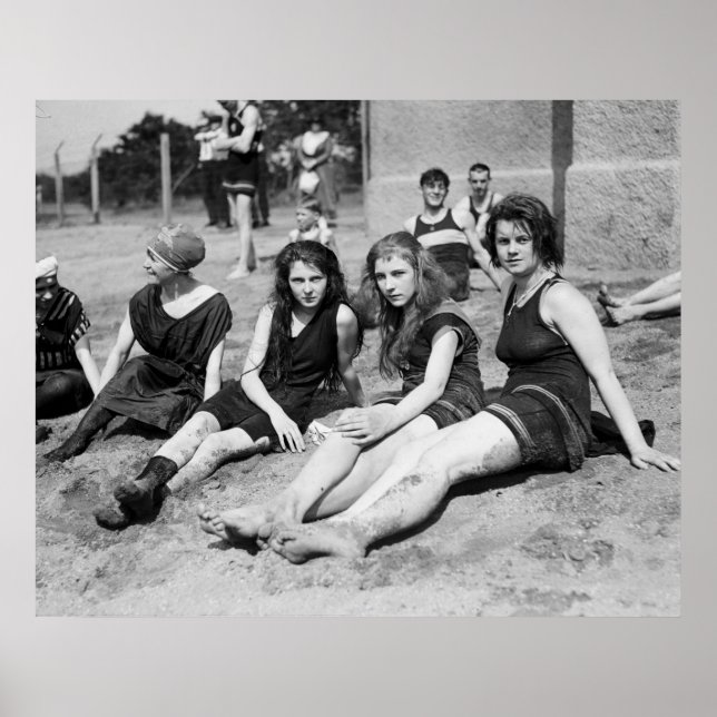 Flickor vid stranden, tidigt 1900-talet poster (Framsidan)