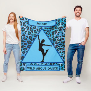 Flickor "Vild om Dance" Blue Leopard Fleecefilt