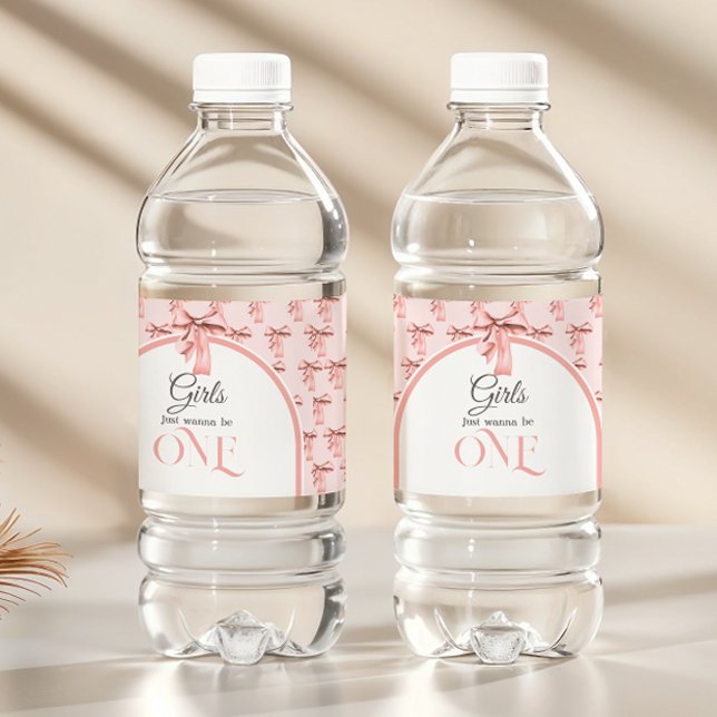 Flickor vill bara bli en Rosa Bow första födelseda Vattenflaskor Etikett (Skapare uppladdad)