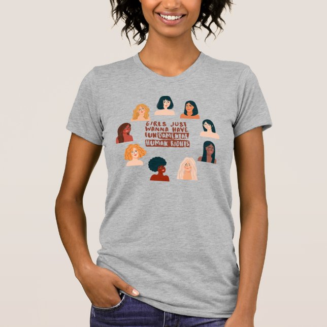 Flickor vill bara ha grundläggande mänskliga Höger T Shirt (Framsida)
