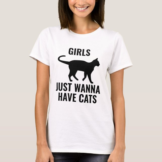 Flickor vill bara ha katter t shirt (Framsida)