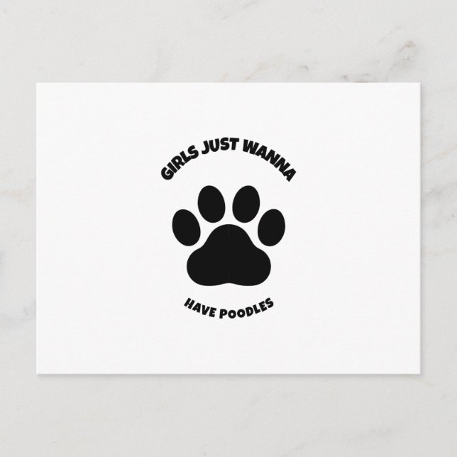 Flickor vill bara ha pudel meddelande vykort (Framsida)