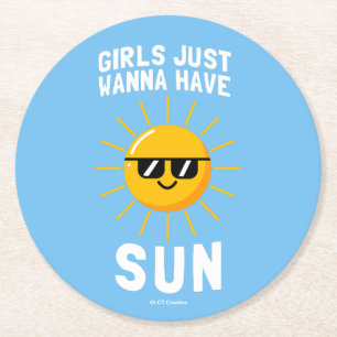 Flickor vill bara ha Sol Underlägg Papper Rund