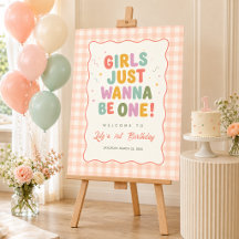 Flickor Vill Bara Vara En Rosa Rutig 1-årsdag
