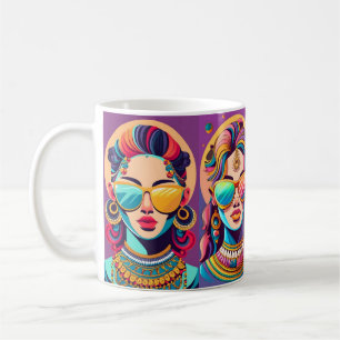 Flickor, vintage kaffemugg