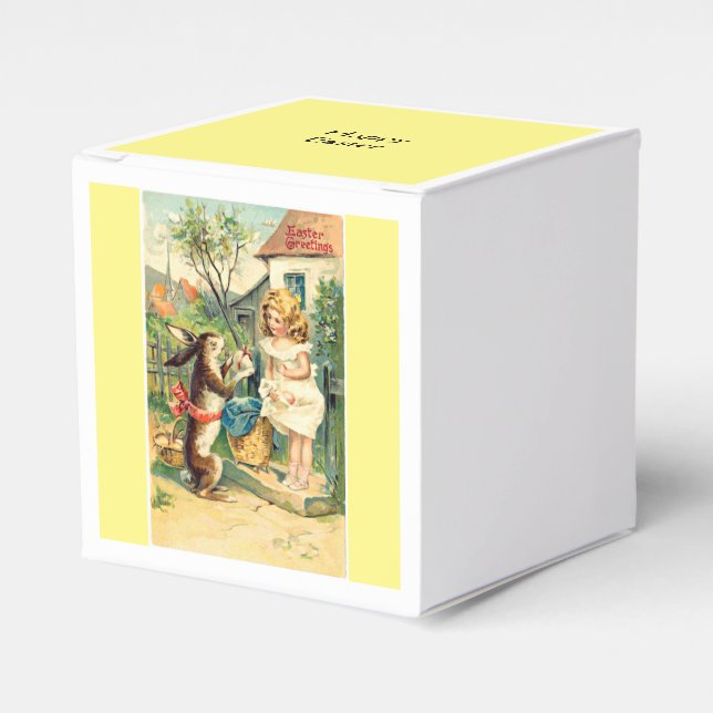 Flickor Vintage Påskharen Presentaskar (Framsidan Sidan)