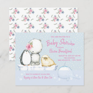Flickor Vinter Baby Shower Inbjudningar