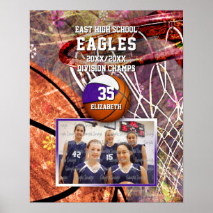 Flickor, vita lilor färg-fotobasket poster