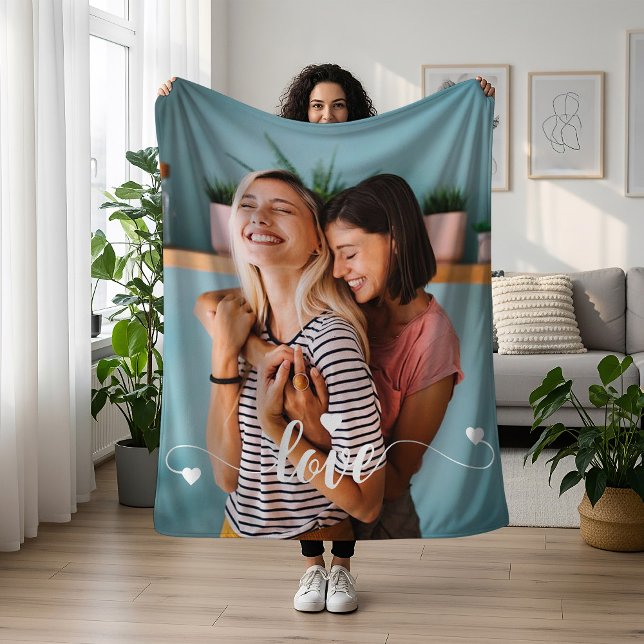 Flickor, vitt skript i Kärlek med hjärthjärtans al Fleecefilt (Skapare uppladdad)