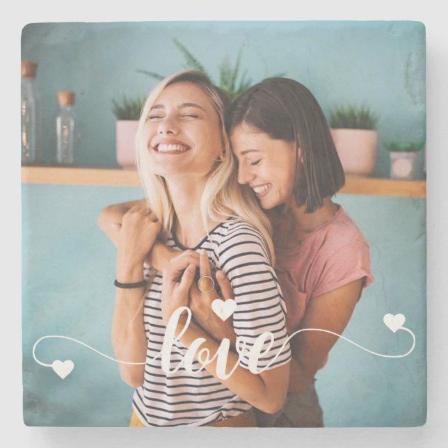 Flickor, vitt skript i Kärlek med hjärthjärtans al Stenunderlägg (Framsidan)