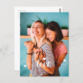 Flickor, vitt skript i Kärlek med hjärthjärtans al Vykort