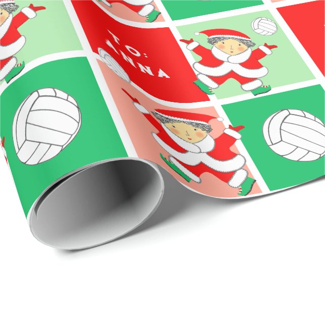 Flickor Volleyball jul Presentpapper (Rullad Hörn)