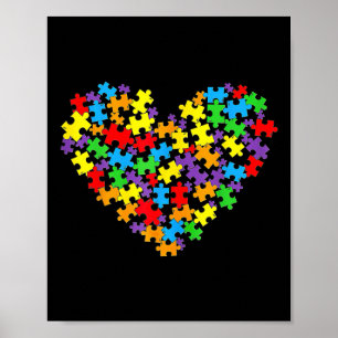 Flickor Vomens Autism Awareness Heart Puzzle Biet Poster
