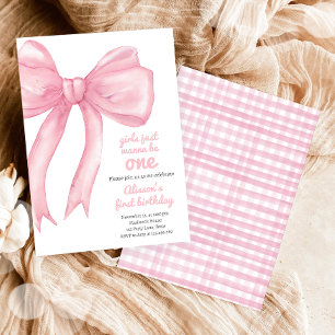 Flickor Wanne är bara en Rosa Bow Coquette Birthda Inbjudningar