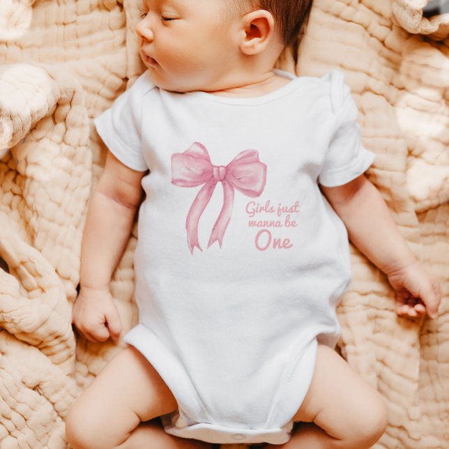 Flickor Wanne är bara en Rosa Bow Coquette Birthda T Shirt (Skapare uppladdad)