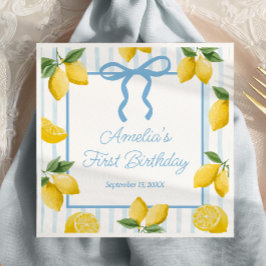 Flickor Whimsical Blue Bow Lemon Amalfi Birthday Pappersservett