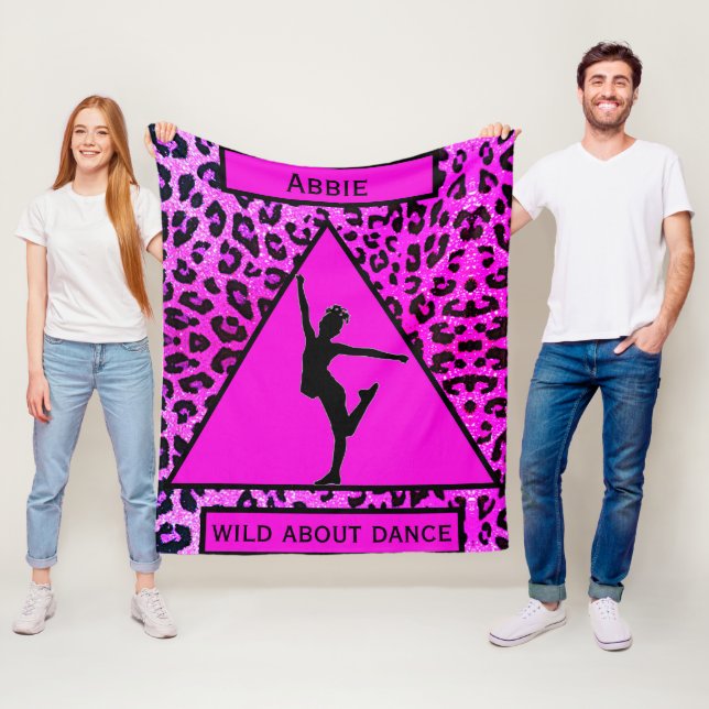 Flickor "Wild About Dance" Rosa Leopard Fleecefilt (På plats)