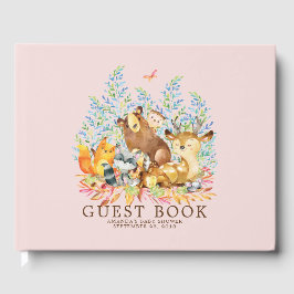 Flickor Woodland Baby Shower Guest Bok