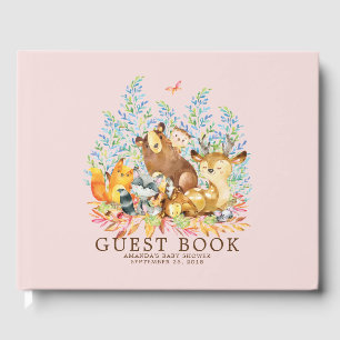 Flickor Woodland Baby Shower Guest Bok