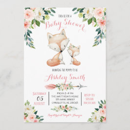 Flickor Woodland fox Baby Shower-inbjudningar Inbjudningar