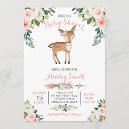 Flickor Woodland hjort Baby Shower-inbjudningar Inbjudningar