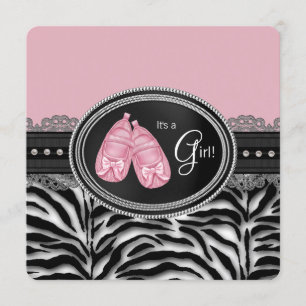 Flickor Zebra Baby Shower Inbjudningar