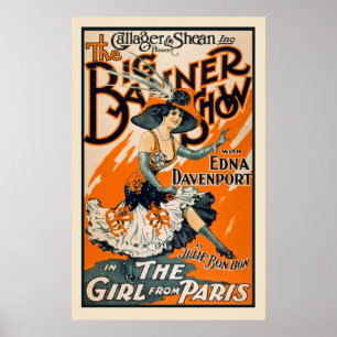 Flickorna från den Paris vintage affisch