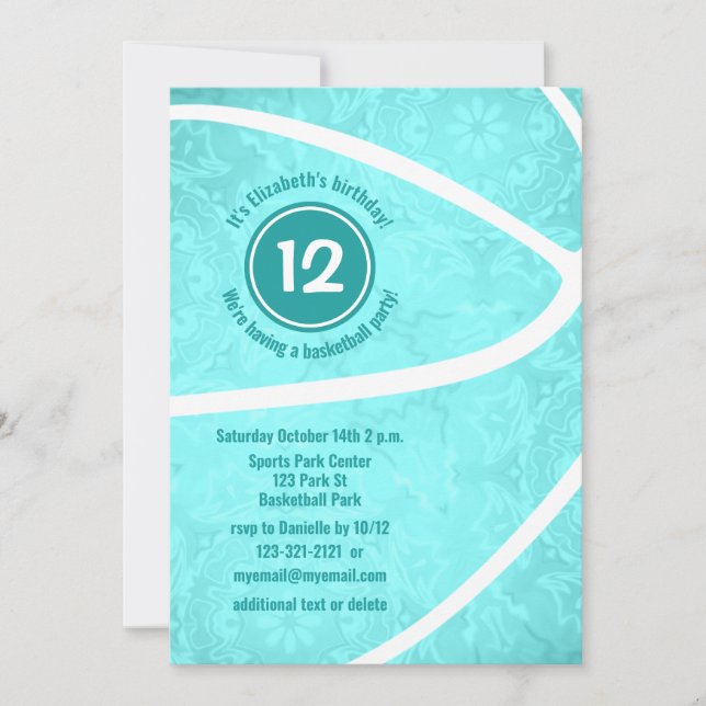 Flickornas basketbollfödelsedag eller firande-lag inbjudningar (Framsida)