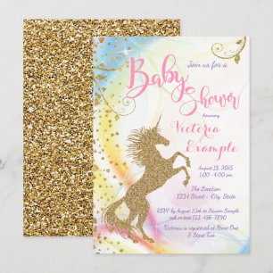 Flickornas Enhörning Baby Shower-inbjudningar Inbjudningar