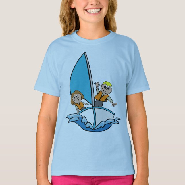 Flickornas seglingsäventyrs-T-shirt - Liten sjöman T Shirt (Framsida)