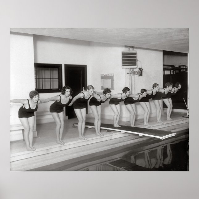 Flickornas simlag, 1930. Gammalt foto Poster (Framsidan)