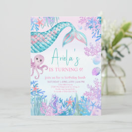 Flickornas Sjöjungfru under havets första födelsed Inbjudningar