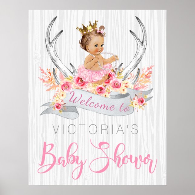 Flickors Baby Shower Skylt Poster (Framsidan)