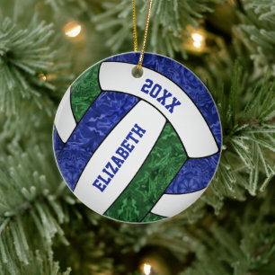 flickors blåa grönt volleyball keepé julgransprydnad keramik