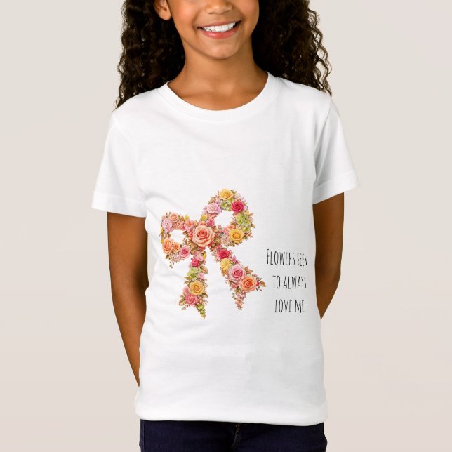 Flickors blommiga bow T-shirt | Söt för barn (Framsida)