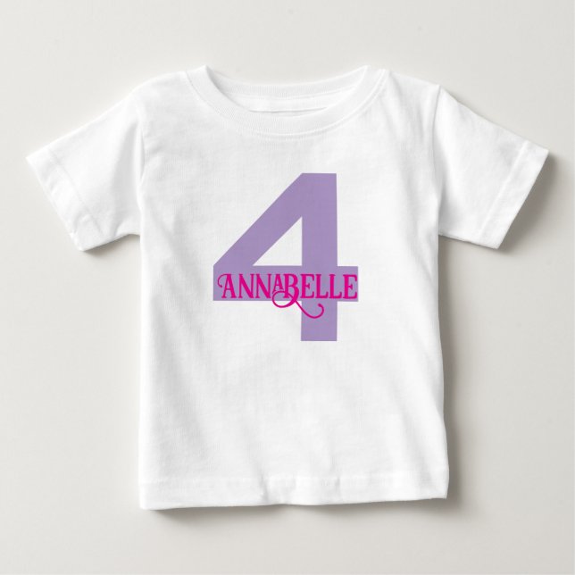 Flickors Fjärde Födelsedagskjorta T Shirt (Framsida)