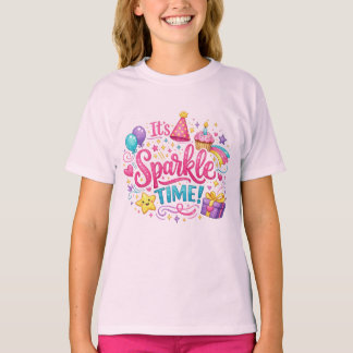 Flickors födelsedag Glittertid Söt festskjorta T Shirt